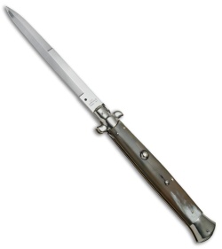 AGA Campolin 18" Italian Stiletto Knife Brazilian Horn (8" Satin Bayonet)