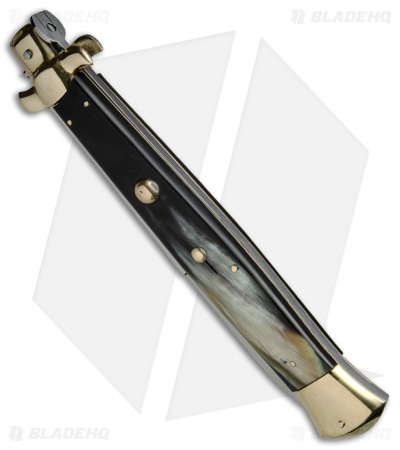 AGA Campolin 18" Italian Stiletto Knife Brazilian Horn/Brass (8" Satin Bayonet)
