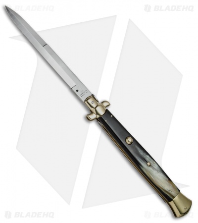 AGA Campolin 18" Italian Stiletto Knife Brazilian Horn/Brass (8" Satin Bayonet)