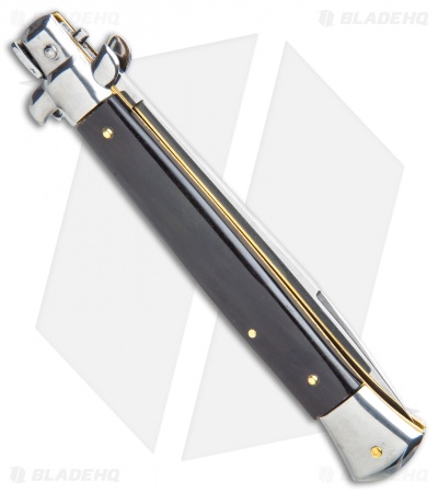 Frank B 11" Automatic Knife Italian Stiletto Sim Dark Horn  (5" Spear Point)