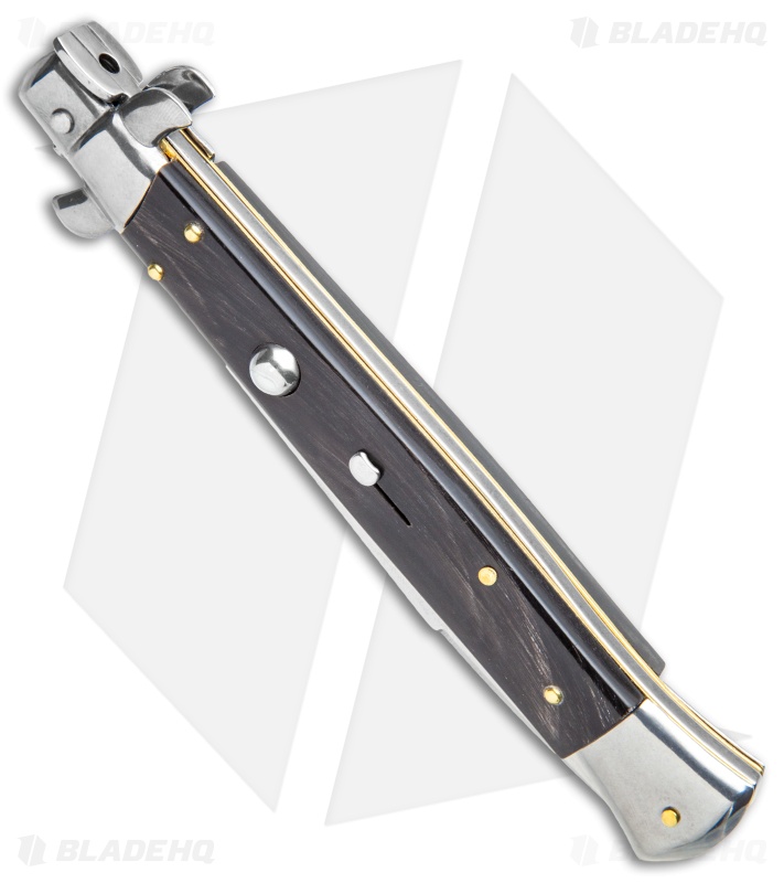 Frank B 11" Automatic Knife Italian Stiletto Sim Dark Horn  (5" Spear Point)