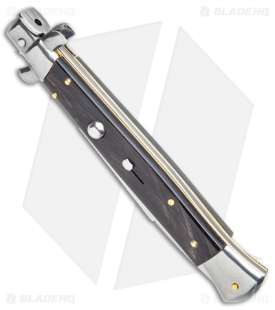 Frank B 11" Automatic Knife Italian Stiletto Sim Dark Horn  (5" Spear Point)