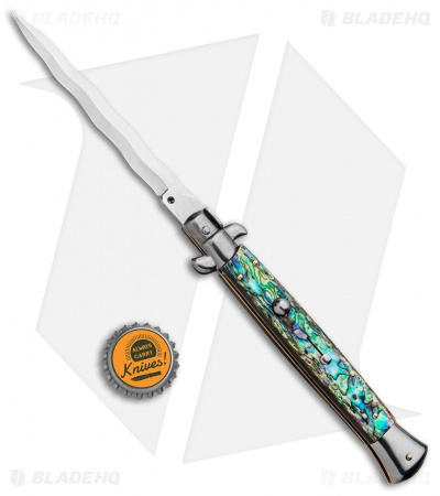 Frank B 11" Italian Stiletto Kris Automatic Knife Abalone (5" Polish) 
