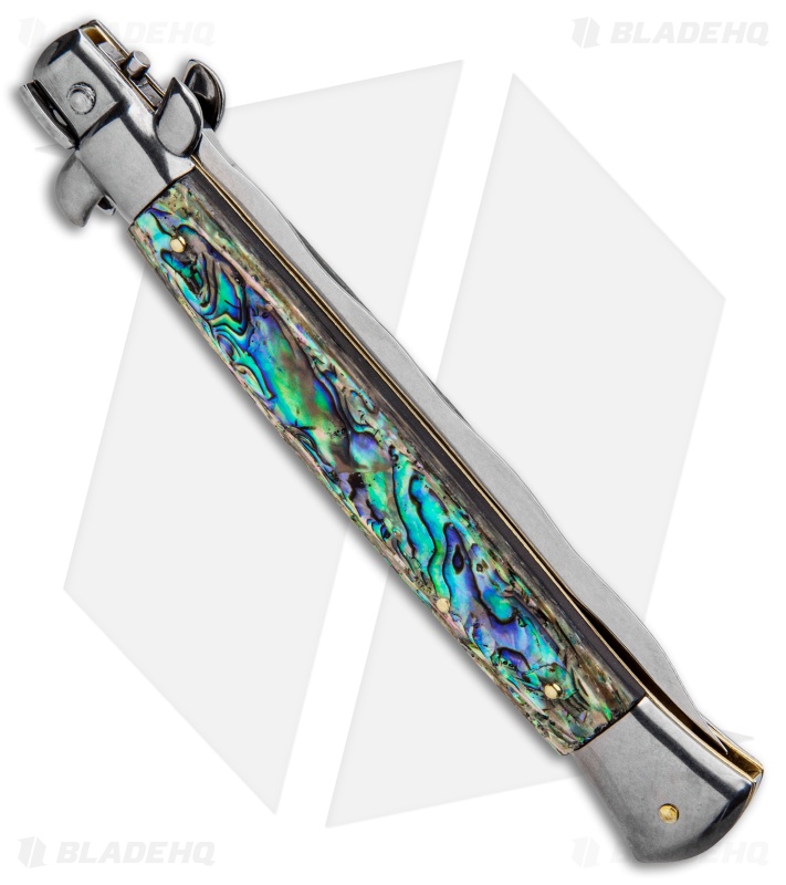 Frank B 11" Italian Stiletto Kris Automatic Knife Abalone (5" Polish) 