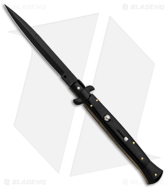 Frank B 11" Italian Stiletto Automatic Bayonet Knife Ebony (4" Black)