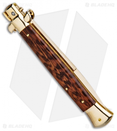 Frank B 11" Italian Stiletto Bayonet Knife Gold Plated Snakewood (5" Gold) 