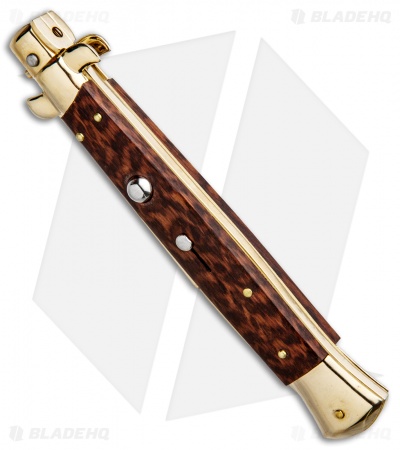 Frank B 11" Italian Stiletto Bayonet Knife Gold Plated Snakewood (5" Gold) 