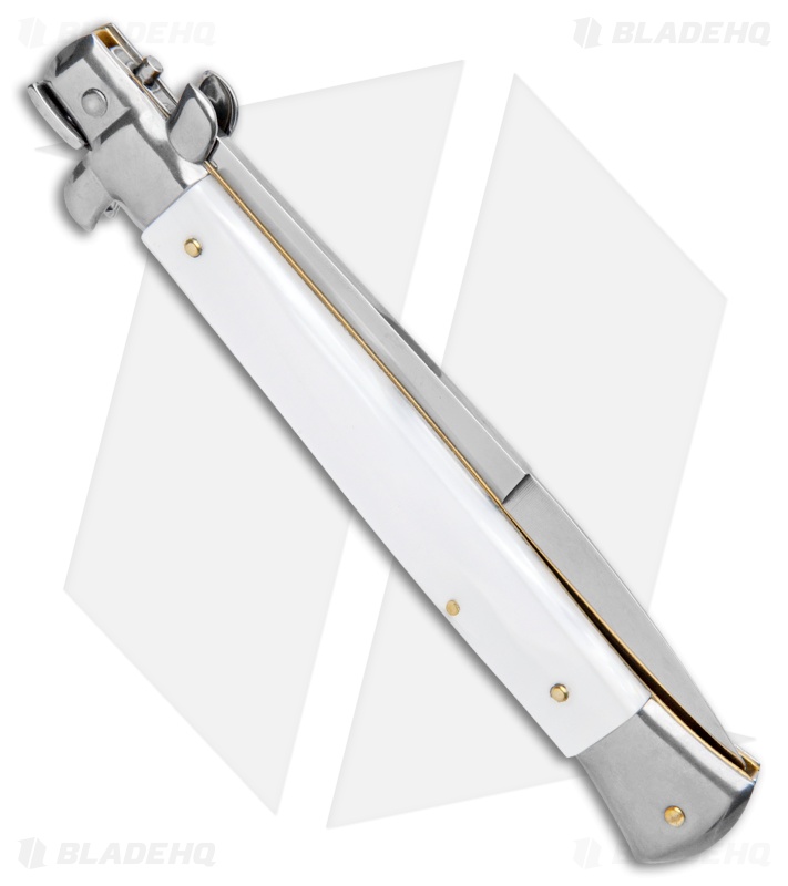 Frank B 11" Italian Stiletto Automatic Knife White Pearlex (5" Bayonet) 
