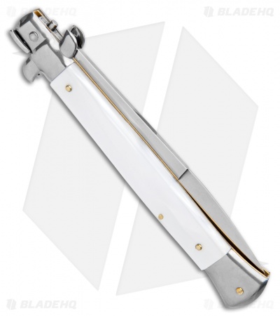 Frank B 11" Italian Stiletto Automatic Knife White Pearlex (5" Bayonet) 