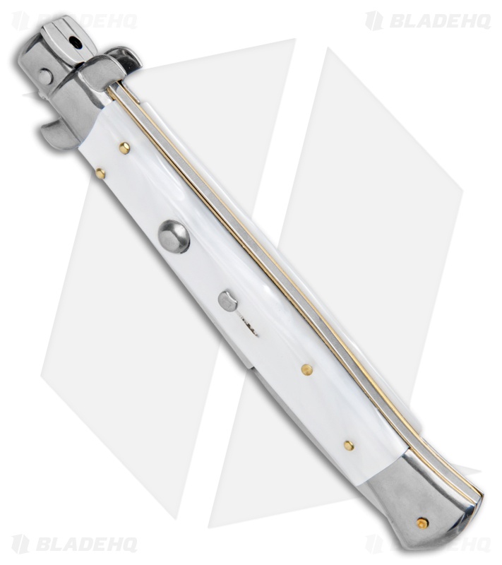 Frank B 11" Italian Stiletto Automatic Knife White Pearlex (5" Bayonet) 