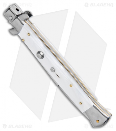 Frank B 11" Italian Stiletto Automatic Knife White Pearlex (5" Bayonet) 