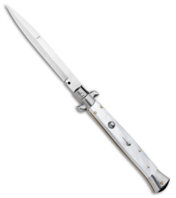 Frank B 11" Italian Stiletto Automatic Knife White Pearlex (5" Bayonet)