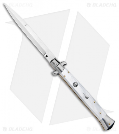 Frank B 11" Italian Stiletto Automatic Knife White Pearlex (5" Bayonet) 