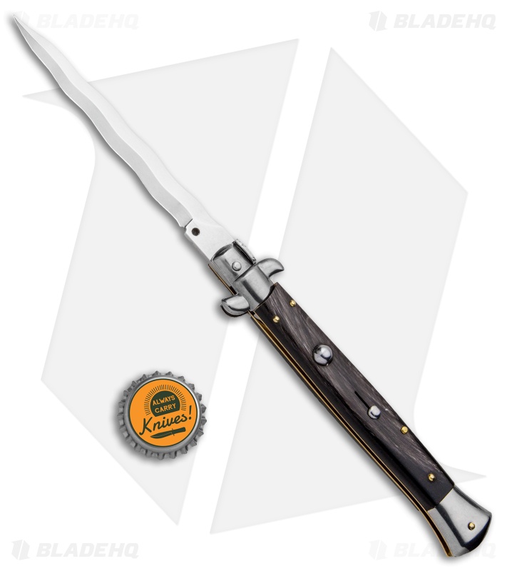 Frank B 11" Italian Stiletto Kris Automatic Knife Dark Horn (5" Polish) 