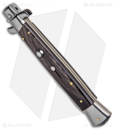 Frank B 11" Italian Stiletto Kris Automatic Knife Dark Horn (5" Polish) 