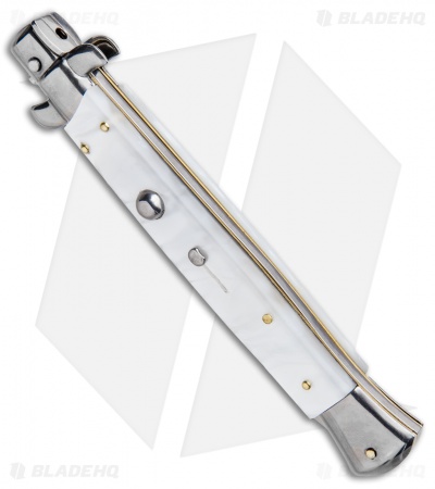 Frank B 11" Italian Stiletto Kris Automatic Knife White Acrylic (5" Polish) 