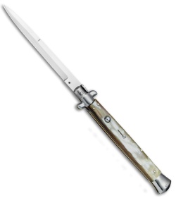 Frank B. 13" Italian Stiletto Bayonet Automatic Knife Honey Horn (6" Satin)