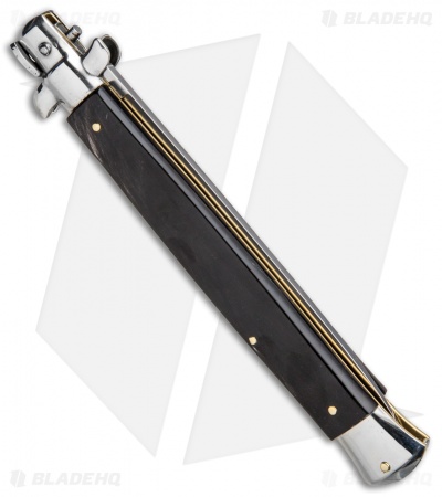 SKM 13" Italian Stiletto Flat Grind Automatic Knife Dark Horn (6" Satin)