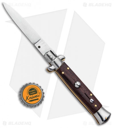 Frank B 7.5" Italian Stiletto Kris Automatic Knife Dark Wood (3.25" Polish) 