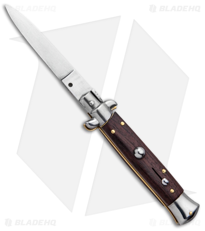 Frank B 7.5" Italian Stiletto Kris Automatic Knife Dark Wood (3.25" Polish) 