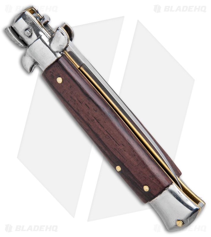 Frank B 7.5" Italian Stiletto Kris Automatic Knife Dark Wood (3.25" Polish) 