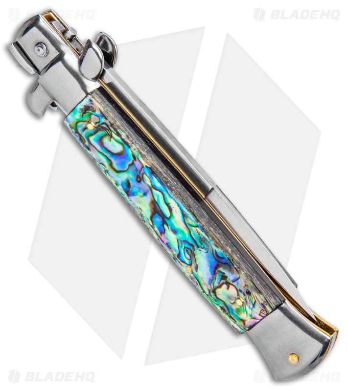 Frank B 9" Italian Stiletto Automatic Bayonet Knife Abalone (4" Satin)