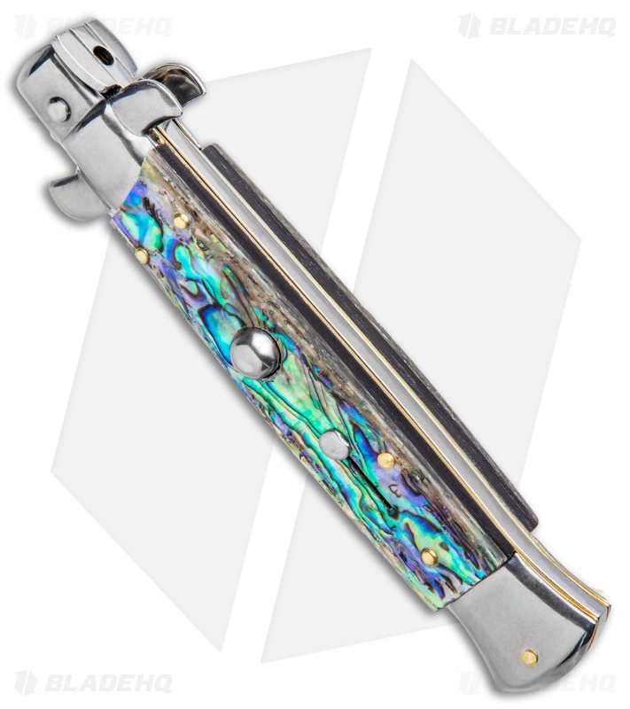 Frank B 9" Italian Stiletto Automatic Bayonet Knife Abalone (4" Satin)