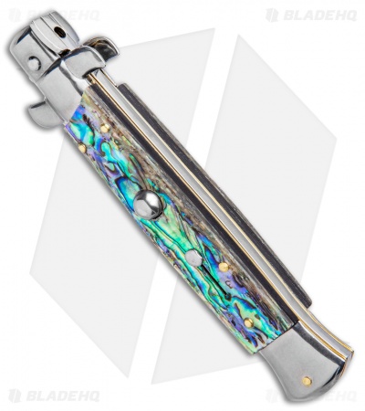 Frank B 9" Italian Stiletto Automatic Bayonet Knife Abalone (4" Satin)