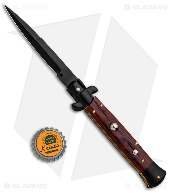 Frank B 9" Italian Stiletto Automatic Bayonet Knife  Cocobolo (4" Black)