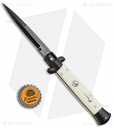 Frank B 9" Italian Stiletto Automatic Bayonet Knife Simulated Ivory (4" Black)