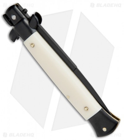 Frank B 9" Italian Stiletto Automatic Bayonet Knife Simulated Ivory (4" Black)