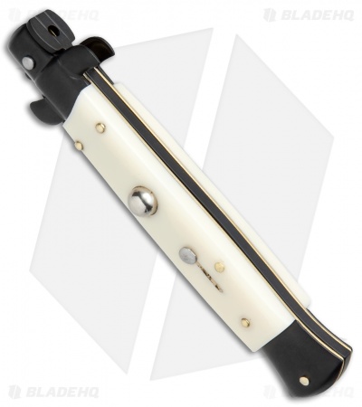Frank B 9" Italian Stiletto Automatic Bayonet Knife Simulated Ivory (4" Black)