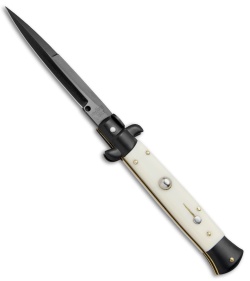 Frank B 9" Italian Stiletto Automatic Bayonet Knife Simulated Ivory (4" Black)