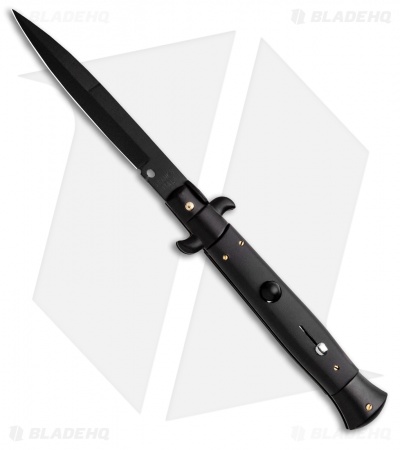 Frank B 9" Italian Stiletto Automatic Bayonet Knife Stealth Black (4" Black)
