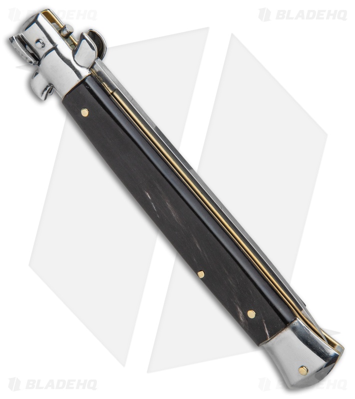 SKM 11" Italian Stiletto Automatic Knife Dark Horn (5" Satin Flat)