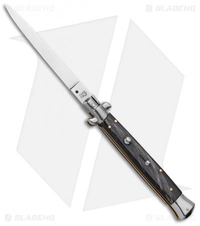 SKM 11" Italian Stiletto Automatic Knife Dark Horn (5" Satin Flat)
