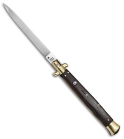 SKM 13" Italian Stiletto Automatic Knife Hardwood/Brass (5.7" Satin Flat)