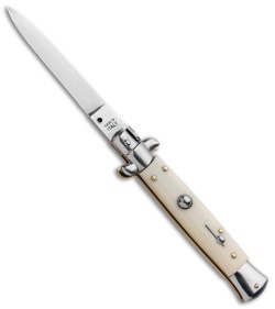 SKM 9" Italian Stiletto Automatic Knife Sim. Ivory (4" Satin Flat)