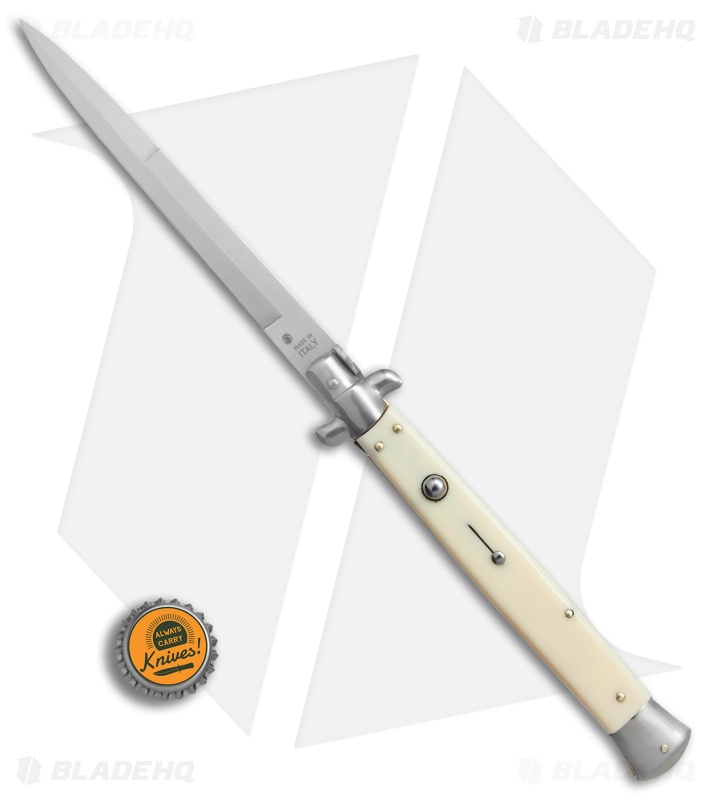 SKM 13" Italian Stiletto Automatic Knife Sim. Ivory (5.7" Satin Bayonet)