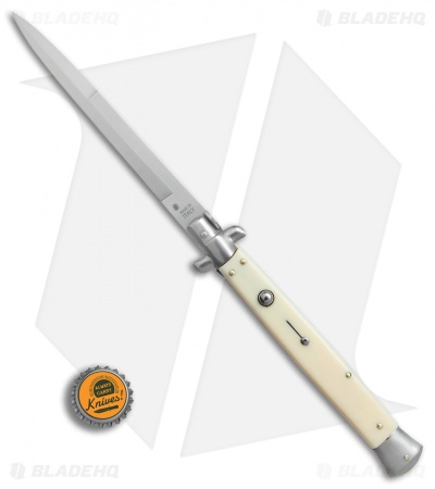 SKM 13" Italian Stiletto Automatic Knife Sim. Ivory (5.7" Satin Bayonet)