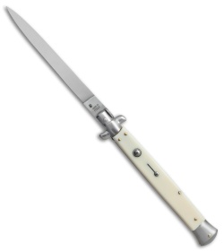 SKM AB 13" Italian Stiletto Automatic Knife Sim. Ivory (5.7" Satin Flat)