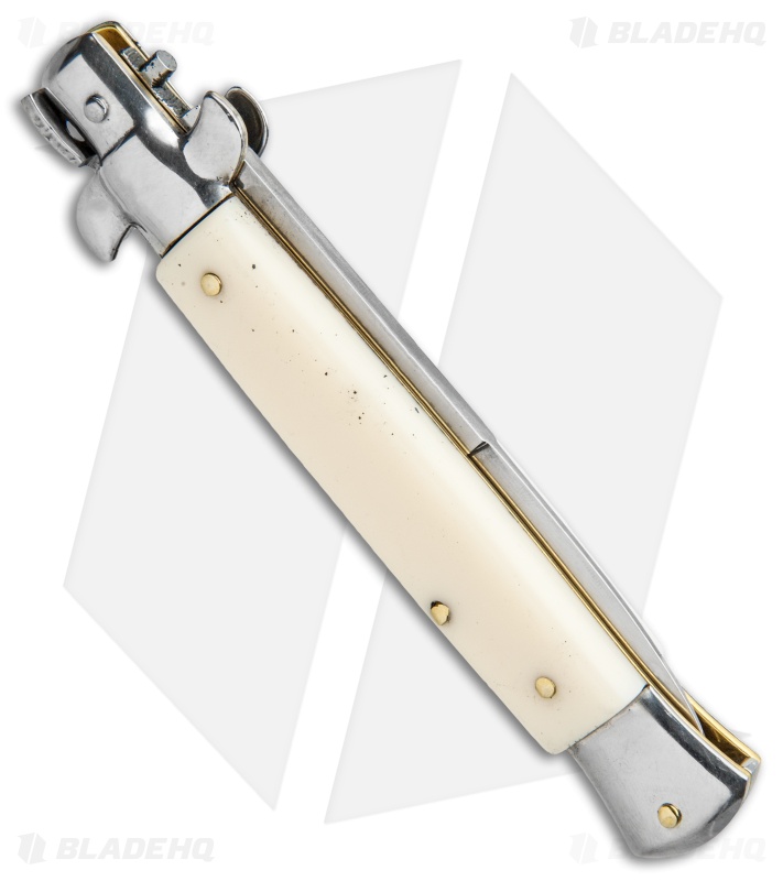 SKM 9" Italian Stiletto Bayonet Automatic Knife Sim Ivory (3.8" Satin)