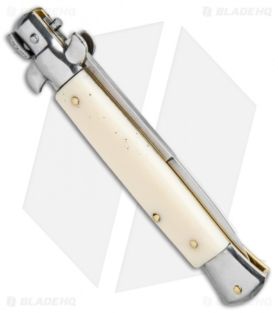 9" Italian Stiletto Bayonet Automatic Knife Sim Ivory (3.8" Satin)