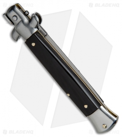 SKM AB 9" Italian Stiletto Automatic Knife Dark Horn (3.8" Satin Dagger)