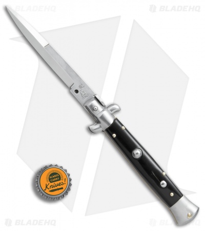 SKM AB 9" Italian Stiletto Bayo Automatic Knife Black Acrylic (3.8" Satin)