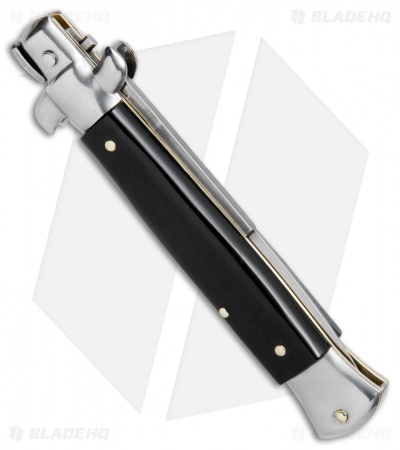 SKM AB 9" Italian Stiletto Bayo Automatic Knife Black Acrylic (3.8" Satin)