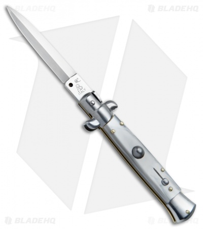 SKM/AB 8" Italian Stiletto Dagger Automatic Knife Gray Pearlex (3.3" Satin)