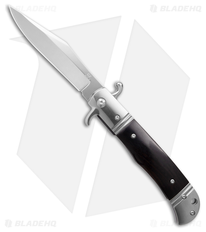 9" CZ Bolster Release Automatic Knife Ebony Wood (4.12" Satin)