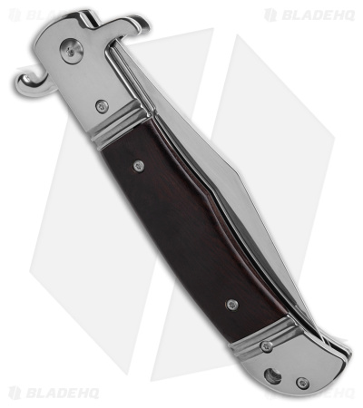 9" CZ Bolster Release Automatic Knife Ebony Wood (4.12" Satin)