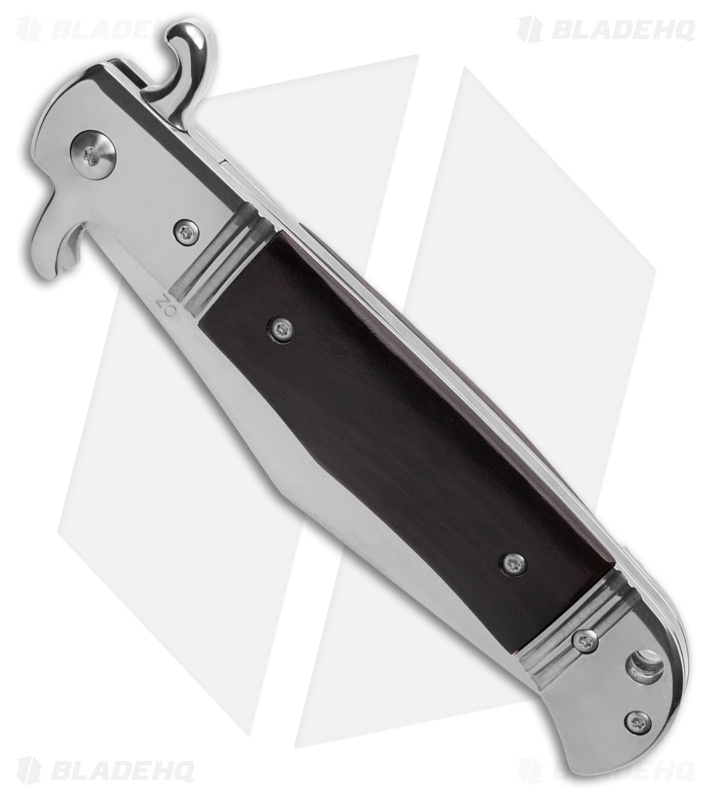9" CZ Bolster Release Automatic Knife Ebony Wood (4.12" Satin)